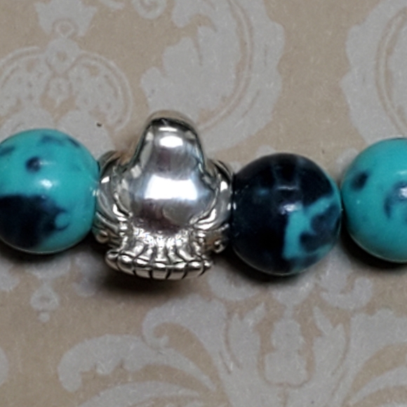 Robin Heart Pink Rhinestone Bead in Robins Egg Jade Design Robin Spring - Picture 4 of 10